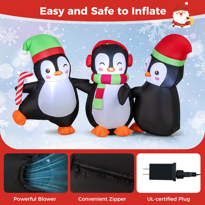 DirectDeals Christmas Inflatable Penguins Family with LED Lights, 3 penguins in hats on Tampa Home & Garden Store