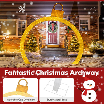 DirectDeals 10.5 ft Christmas pre-lit arch with gold ornament cap and 300 warm white LED lights on Tampa Home & Garden Store