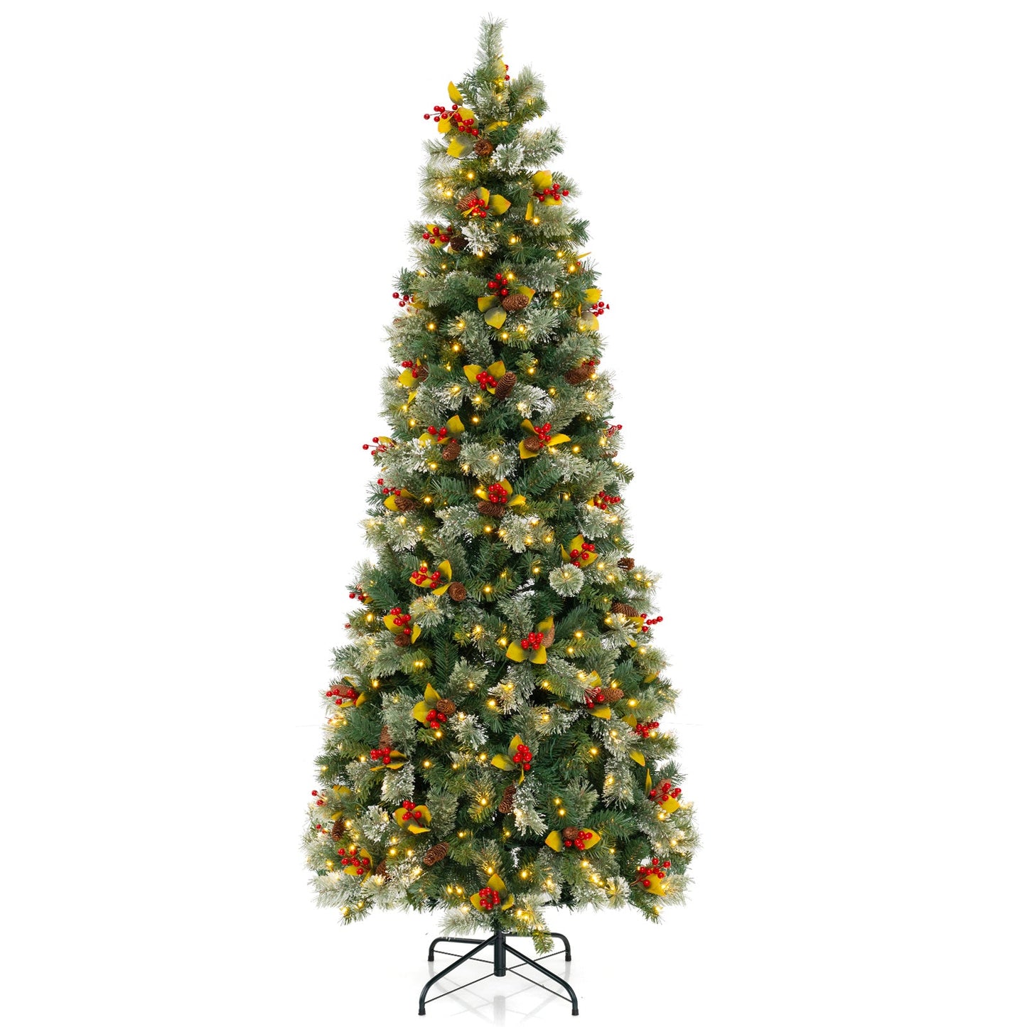 Árbol de Navidad Artificial Preiluminado de 1.5/2.2/2.7 Metros con 453/1096/1416 Puntas de PVC y Agujas de Pino - XL
