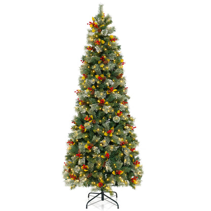 Árbol de Navidad Artificial Preiluminado de 1.5/2.2/2.7 Metros con 453/1096/1416 Puntas de PVC y Agujas de Pino - XL