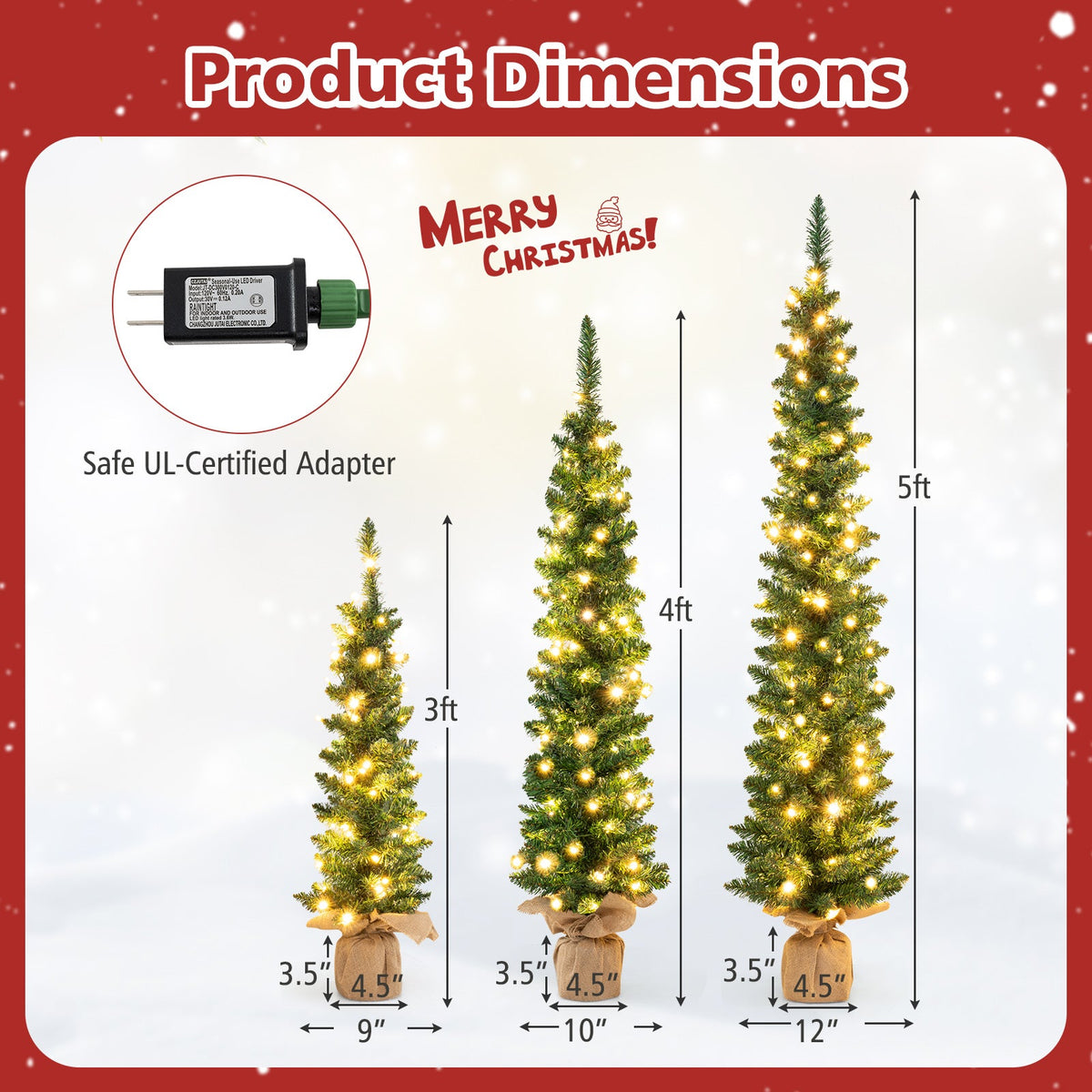 DirectDeals pre-lit artificial Christmas tree set of 3 with LED lights in 3ft/4ft/5ft on Tampa Home & Garden Store