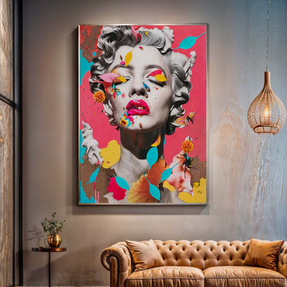 Canvas Chroma Whimsy by Tailored Canvases, vibrant portrait with leaves and butterflies on Tampa Home & Garden Store