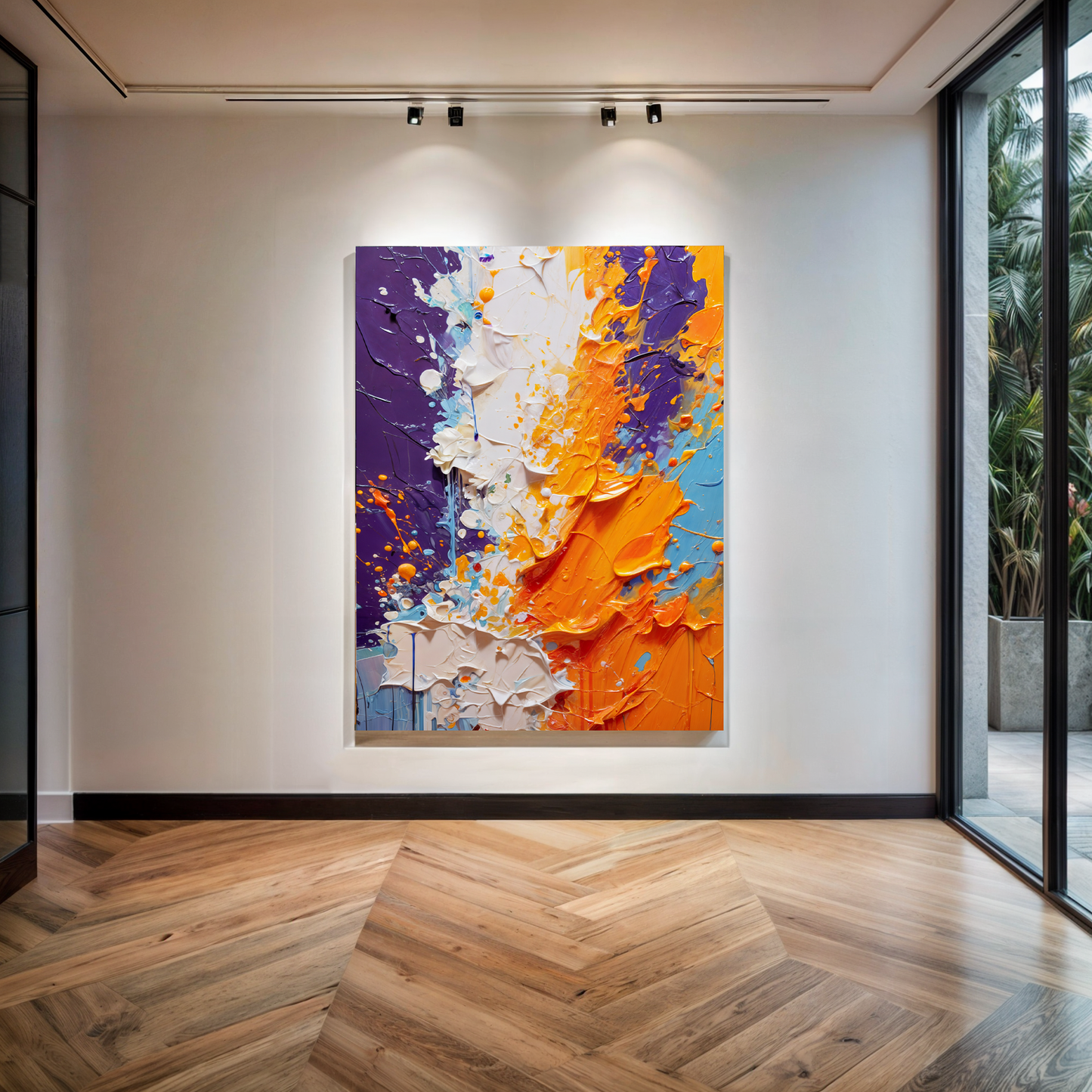 Canvas print Chromatic Rift by Tailored Canvases; abstract artwork with purple, orange and blue on Tampa Home & Garden Store