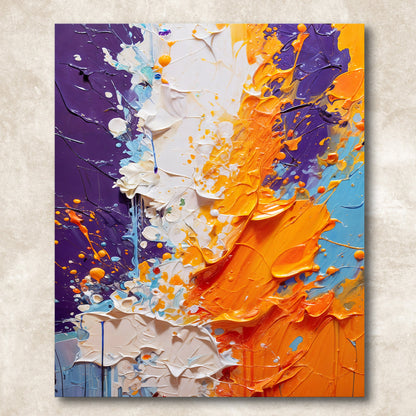 Canvas Print Chromatic Rift thick impasto abstract in purple orange blue white on Tampa Home & Garden Store