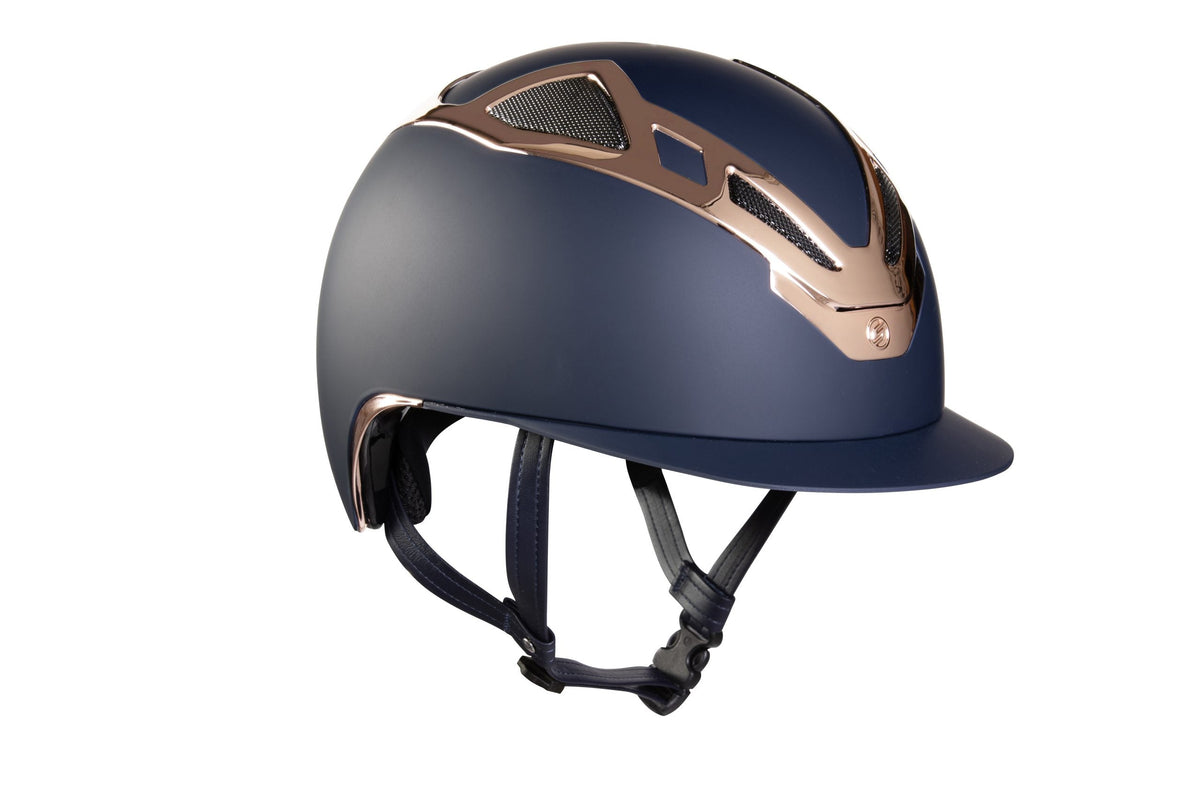 Suomy Apex riding helmet chrome blue matte with rose gold accents by American Equus on Tampa Home & Garden Store