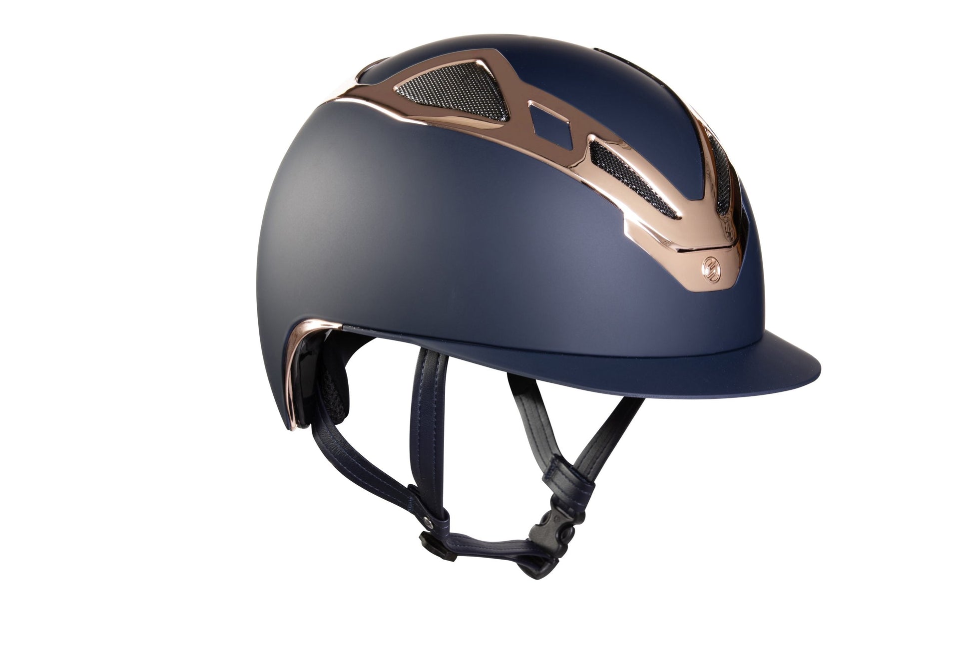 Suomy Apex riding helmet chrome blue matte with rose gold accents by American Equus on Tampa Home & Garden Store