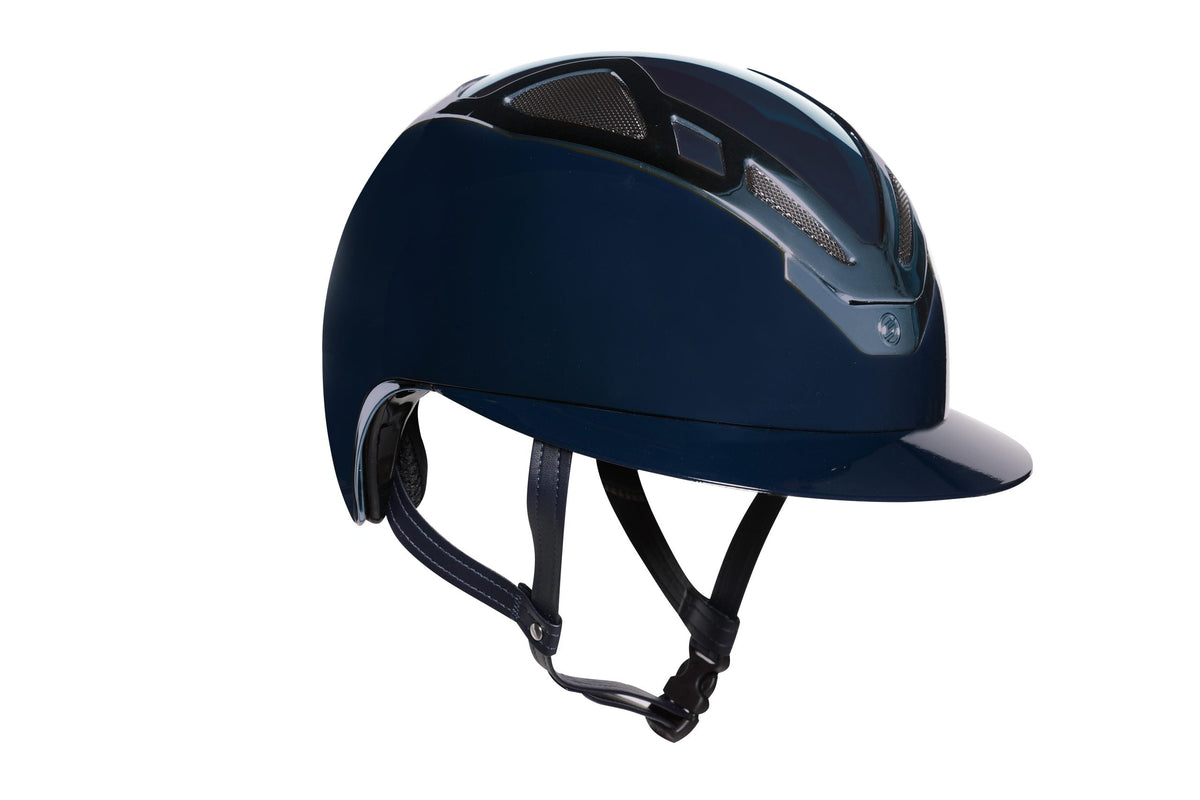 Suomy Apex riding helmet chrome blue navy gloss finish with vent panels American Equus on Tampa Home & Garden Store