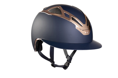 Suomy Apex riding helmet chrome blue rose gold matte with navy shell American Equus on Tampa Home & Garden Store