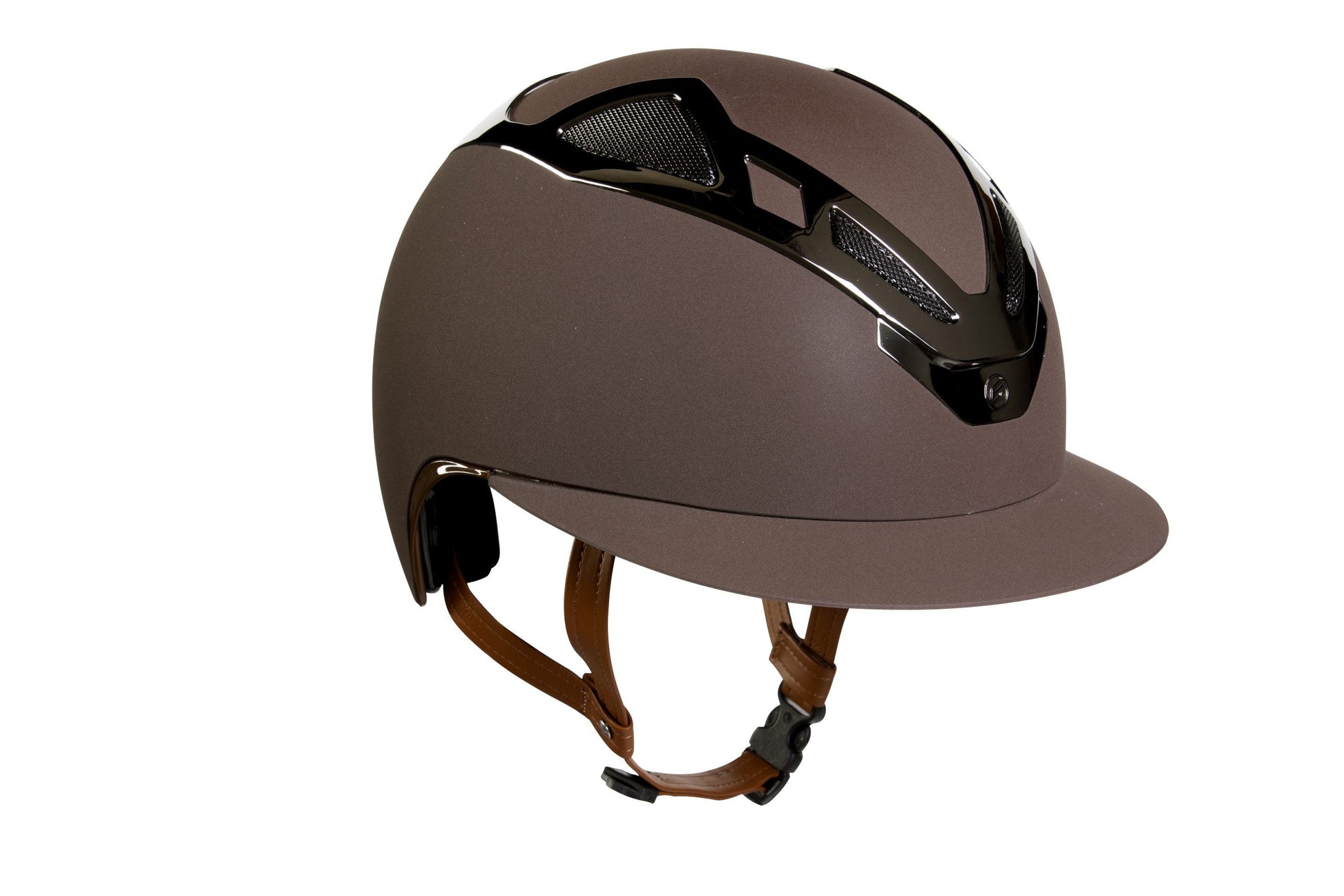 Suomy Apex riding helmet Chrome Brown Matte with black vents and leather strap American Equus on Tampa Home & Garden Store