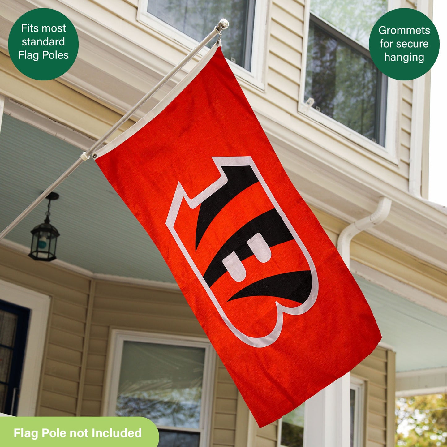 Cincinnati Bengals Single Sided Flag with 2 Grommets, 3'x5' - Tampa Home & Garden Store