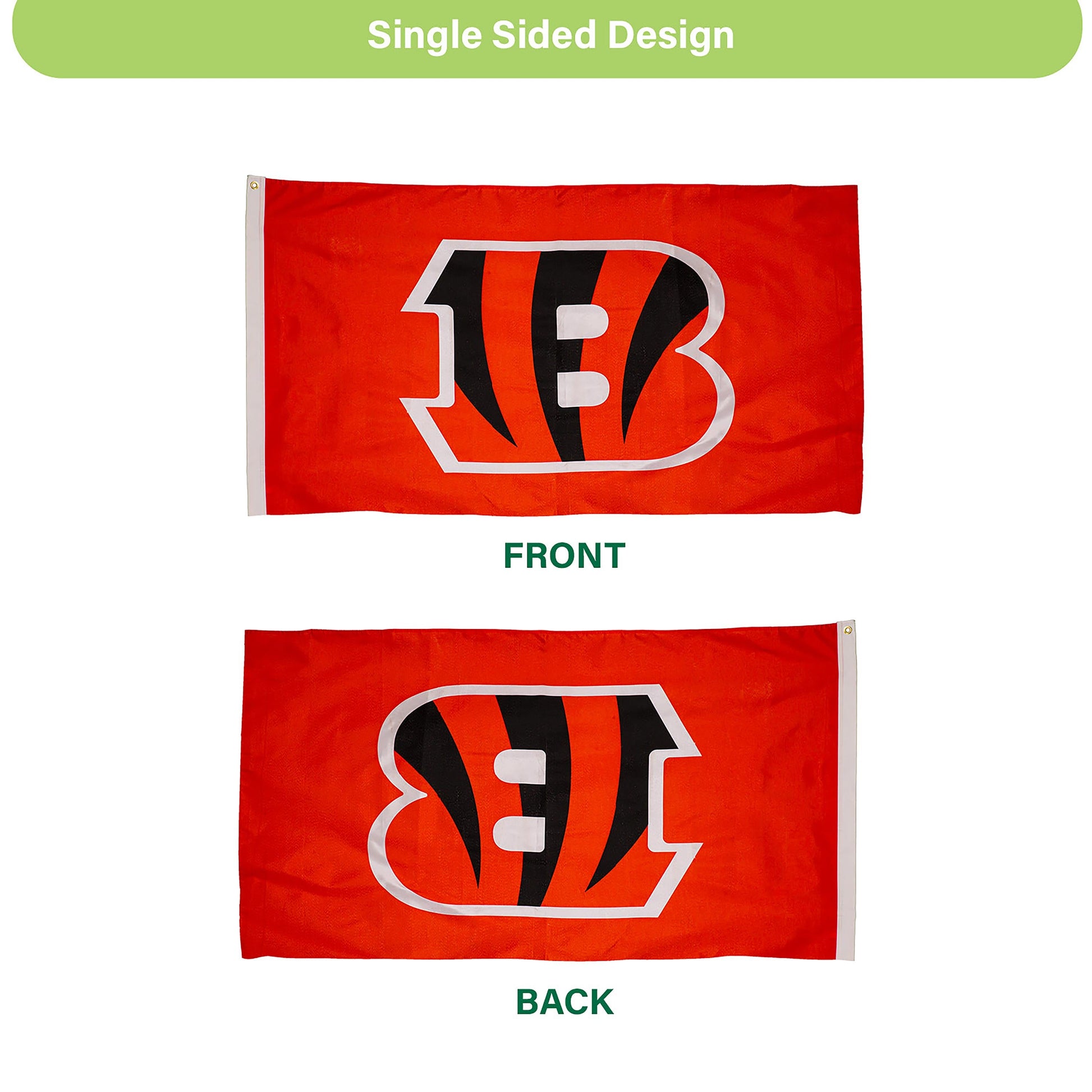 Cincinnati Bengals Single Sided Flag with 2 Grommets, 3'x5' - Tampa Home & Garden Store