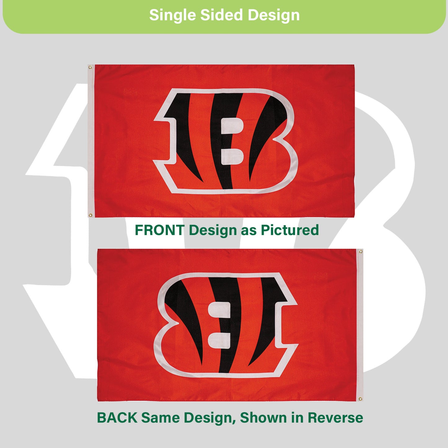 Cincinnati Bengals Single Sided Flag with 2 Grommets, 3'x5' - Tampa Home & Garden Store