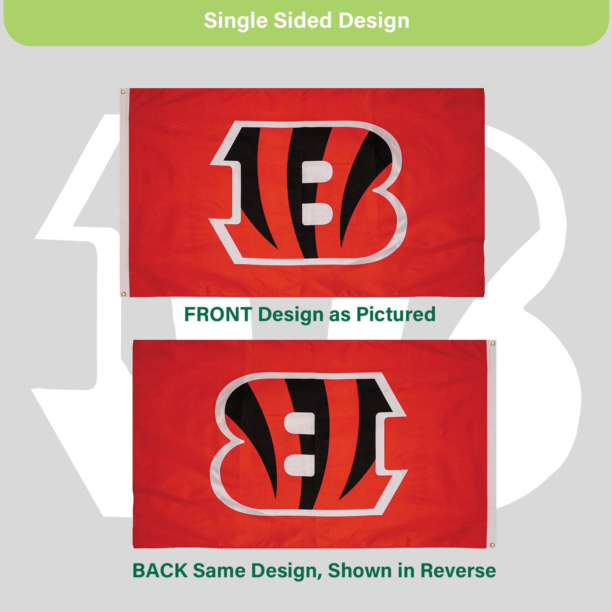 Cincinnati Bengals Single Sided Flag with 2 Grommets, 3'x5' - Tampa Home & Garden Store
