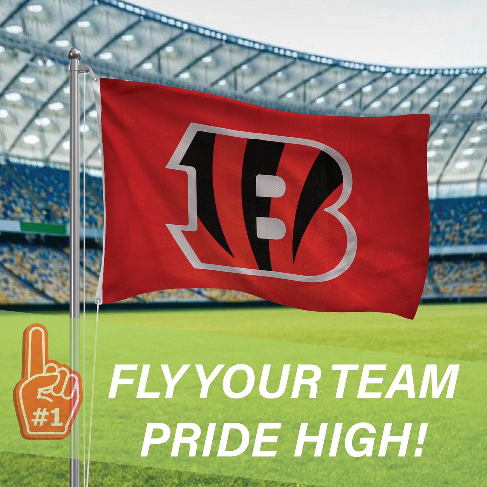 Cincinnati Bengals Single Sided Flag with 2 Grommets, 3'x5' - Tampa Home & Garden Store