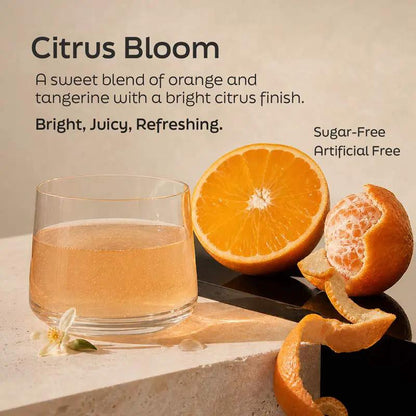 Essential Prenatal Nutrition Citrus Bloom beverage: pale orange juice with halved orange on Tampa Home & Garden Store