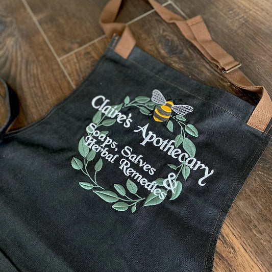 Claire's Apothecary Embroidered Apron - Outlander Inspiration - Tampa Home & Garden Store