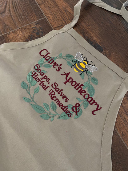 Claire's Apothecary Embroidered Apron - Outlander Inspiration - Tampa Home & Garden Store