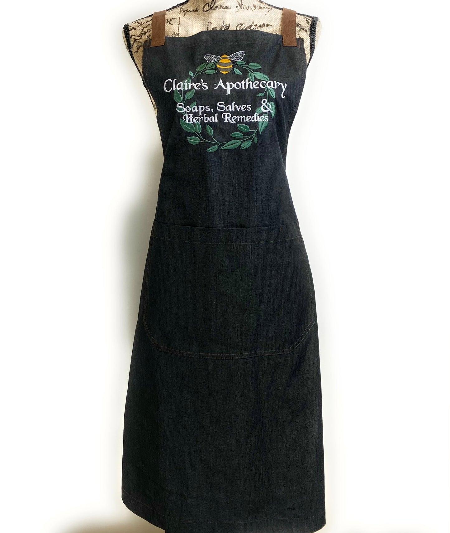 Claire's Apothecary Embroidered Apron - Outlander Inspiration - Tampa Home & Garden Store