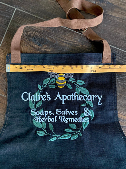 Claire's Apothecary Embroidered Apron - Outlander Inspiration - Tampa Home & Garden Store