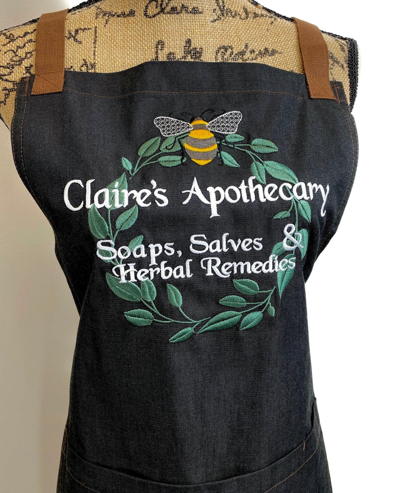 Claire's Apothecary Embroidered Apron - Outlander Inspiration - Tampa Home & Garden Store