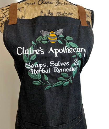 Claire's Apothecary Embroidered Apron - Outlander Inspiration - Tampa Home & Garden Store