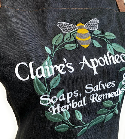Claire's Apothecary Embroidered Apron - Outlander Inspiration - Tampa Home & Garden Store