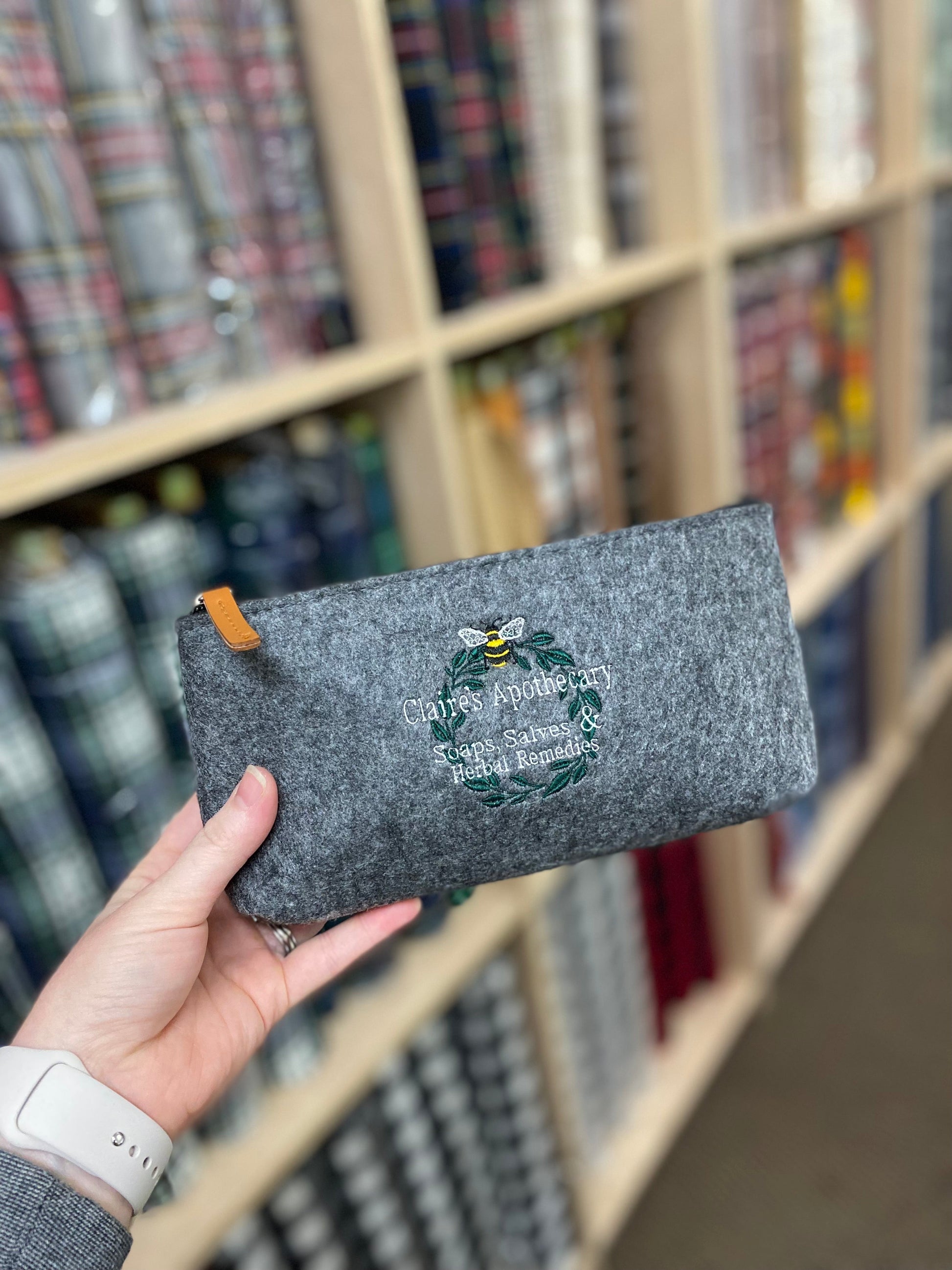 Claire's Apothecary Embroidered Felt Zipper Pouch - Tampa Home & Garden Store