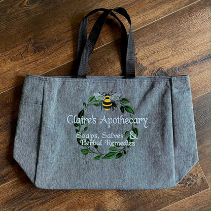 Claire's Apothecary Embroidered Tote Bag - Outlander Inspiration - Tampa Home & Garden Store