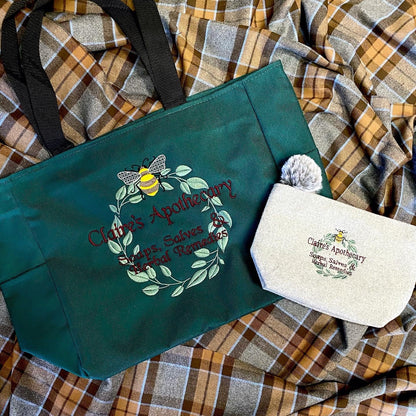 Claire's Apothecary Embroidered Tote Bag - Outlander Inspiration - Tampa Home & Garden Store