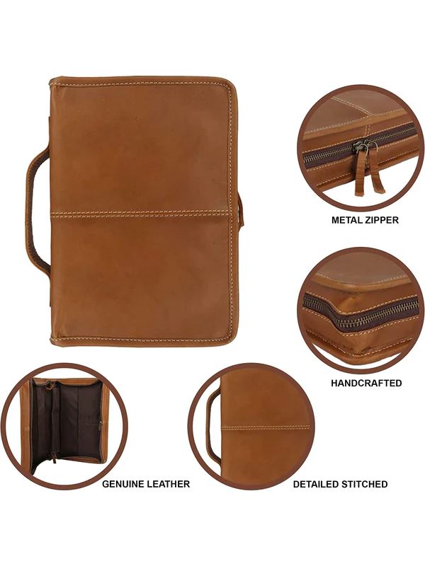 Classic Bible Leather Cover - Tan - Tampa Home & Garden Store