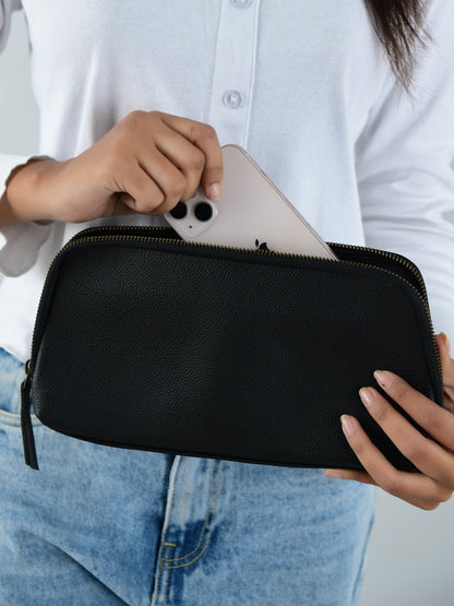 Classic Black Leather Clutch - Tampa Home & Garden Store