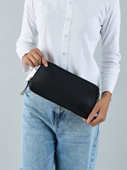 Classic Black Leather Clutch - Tampa Home & Garden Store
