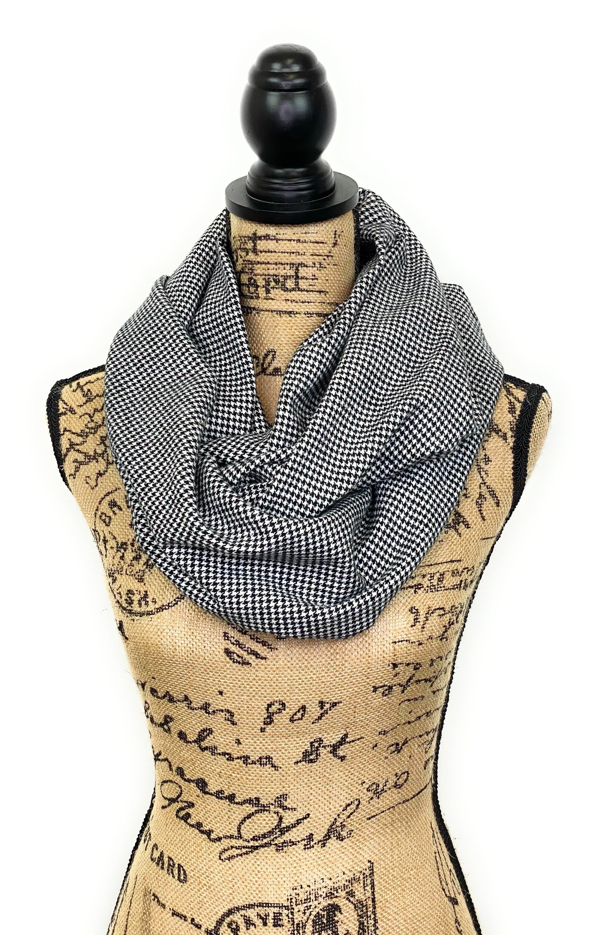 Classic Black and White Houndstooth Flannel Infinity or Blanket Scarf - Tampa Home & Garden Store