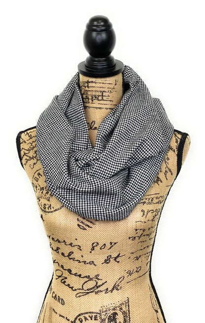 Classic Black and White Houndstooth Flannel Infinity or Blanket Scarf - Tampa Home & Garden Store