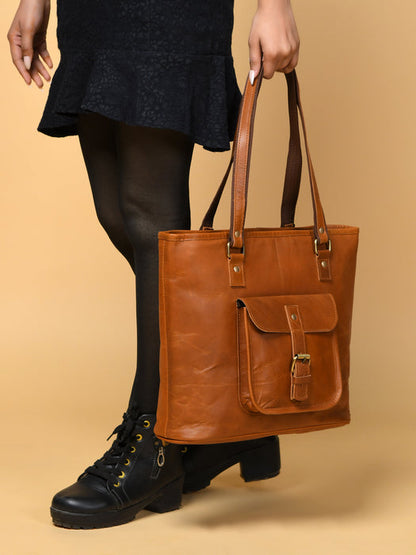 Classic Chic Genuine Leather Tote - Tampa Home & Garden Store