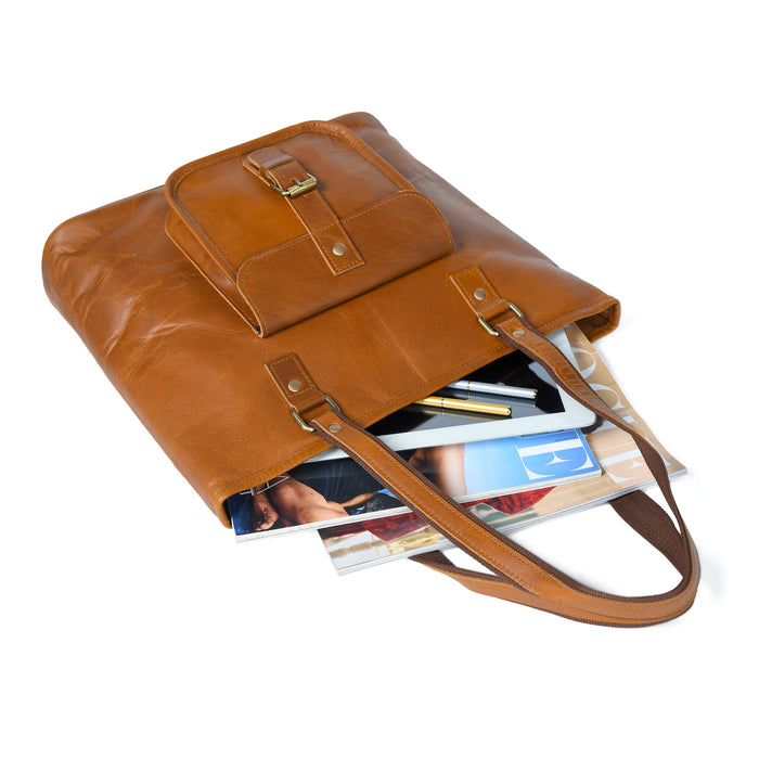 Classic Chic Genuine Leather Tote - Tampa Home & Garden Store