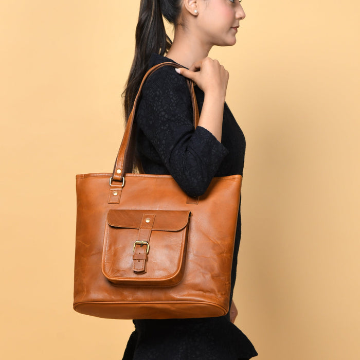 Classic Chic Genuine Leather Tote - Tampa Home & Garden Store