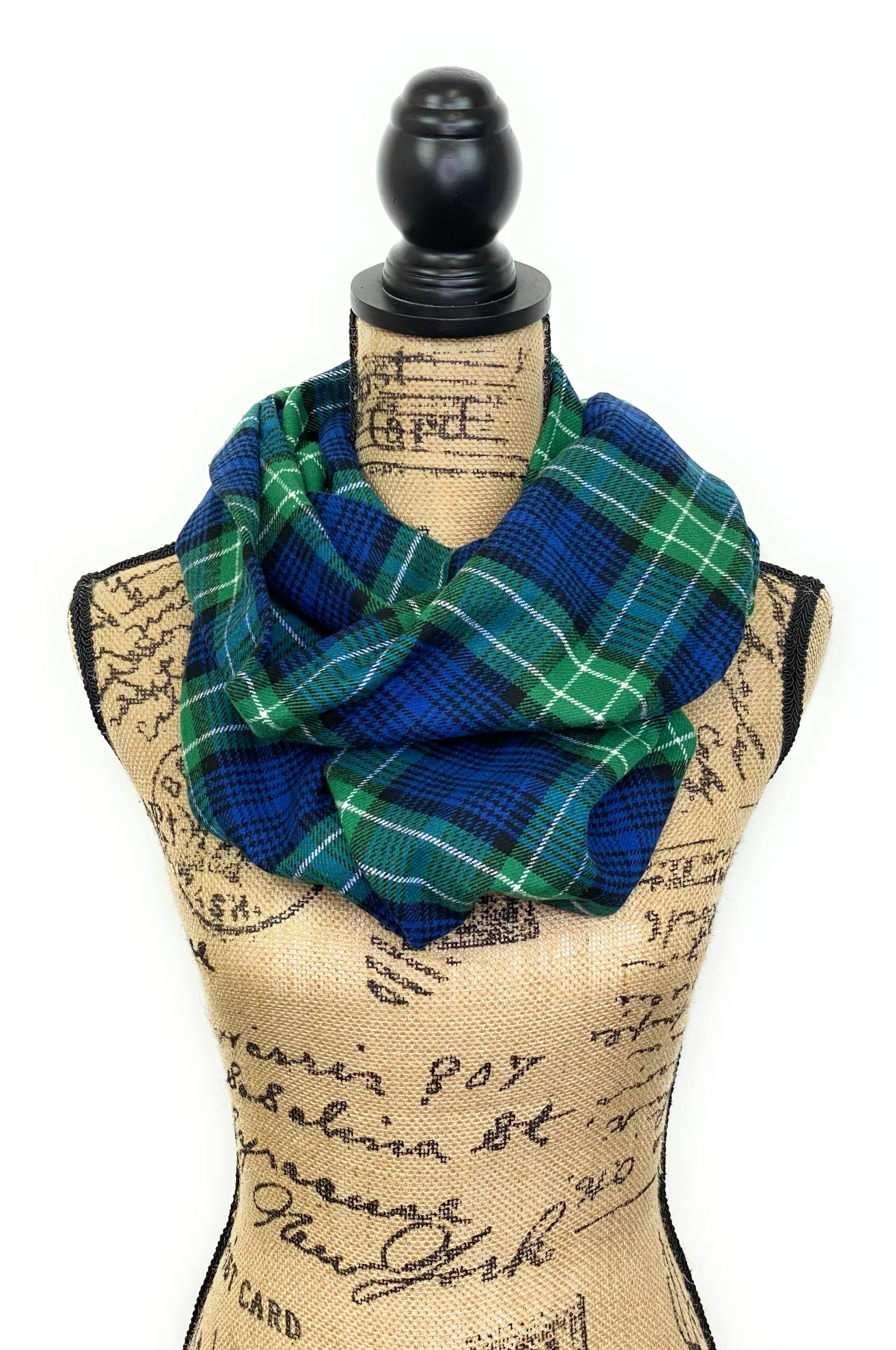 Classic Green, Blue, and White Plaid Flannel Infinity or Blanket Scarf - Tampa Home & Garden Store