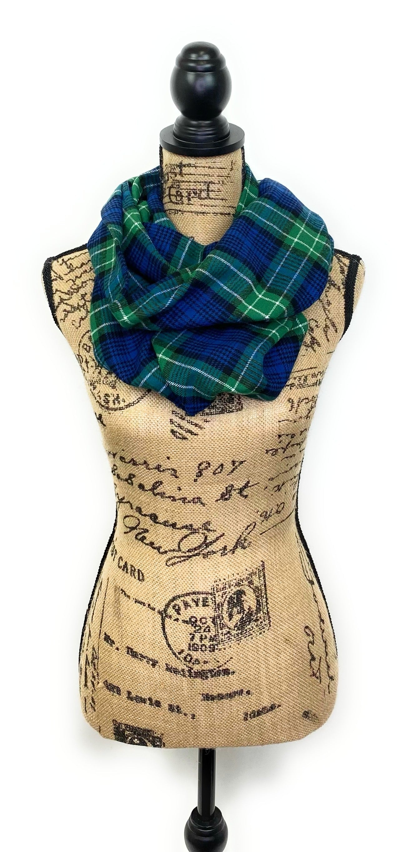 Classic Green, Blue, and White Plaid Flannel Infinity or Blanket Scarf - Tampa Home & Garden Store