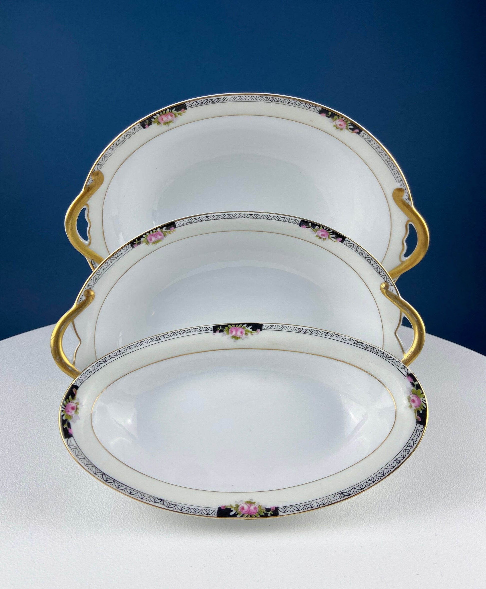 Classic Noritake Vintage Dinnerware. Beechmont Pattern. Small Rose Clusters with Black. Minimal Dining and Serving Set. Wedding Registry. - Tampa Home & Garden Store