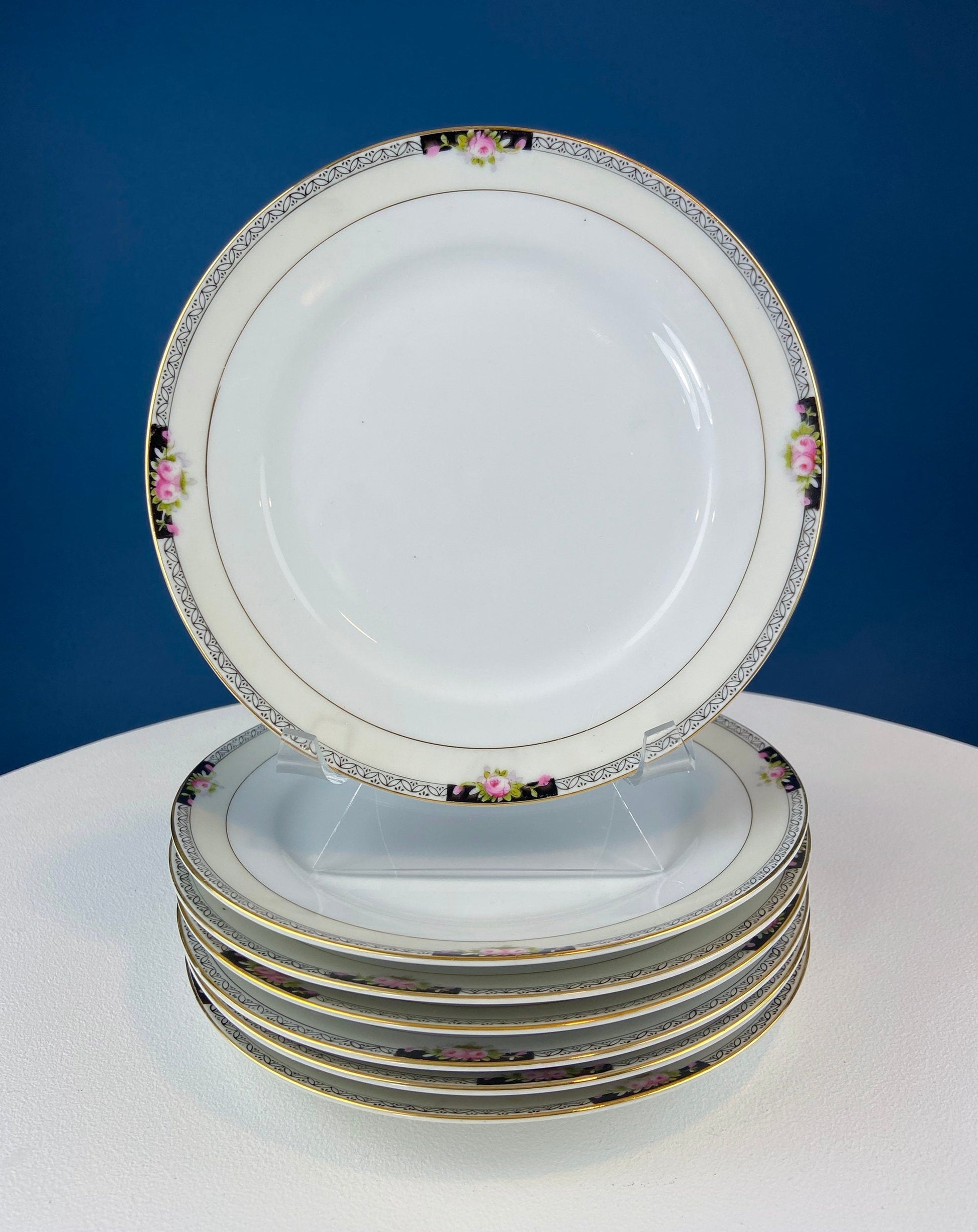 Classic Noritake Vintage Dinnerware. Beechmont Pattern. Small Rose Clusters with Black. Minimal Dining and Serving Set. Wedding Registry. - Tampa Home & Garden Store