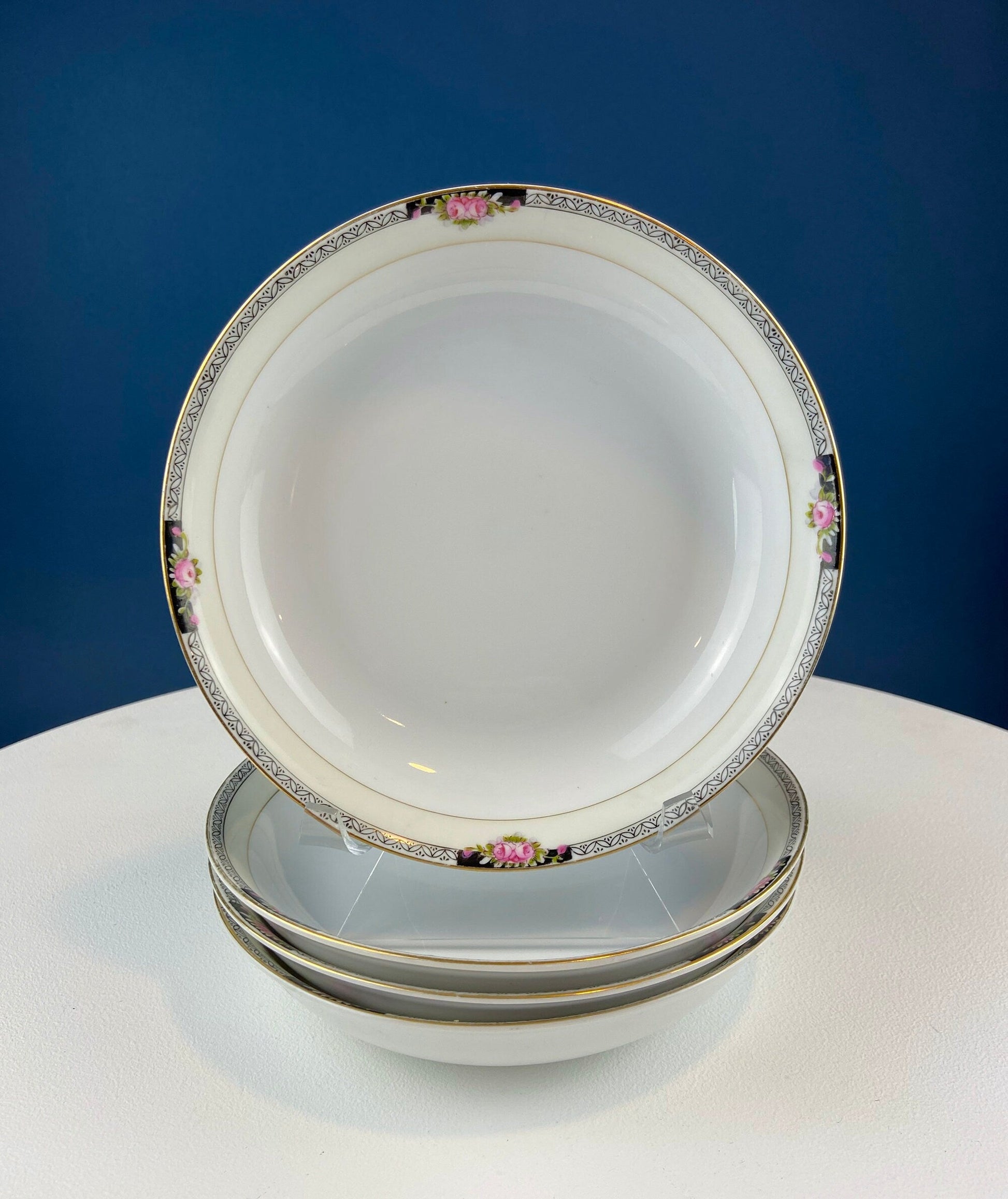 Classic Noritake Vintage Dinnerware. Beechmont Pattern. Small Rose Clusters with Black. Minimal Dining and Serving Set. Wedding Registry. - Tampa Home & Garden Store