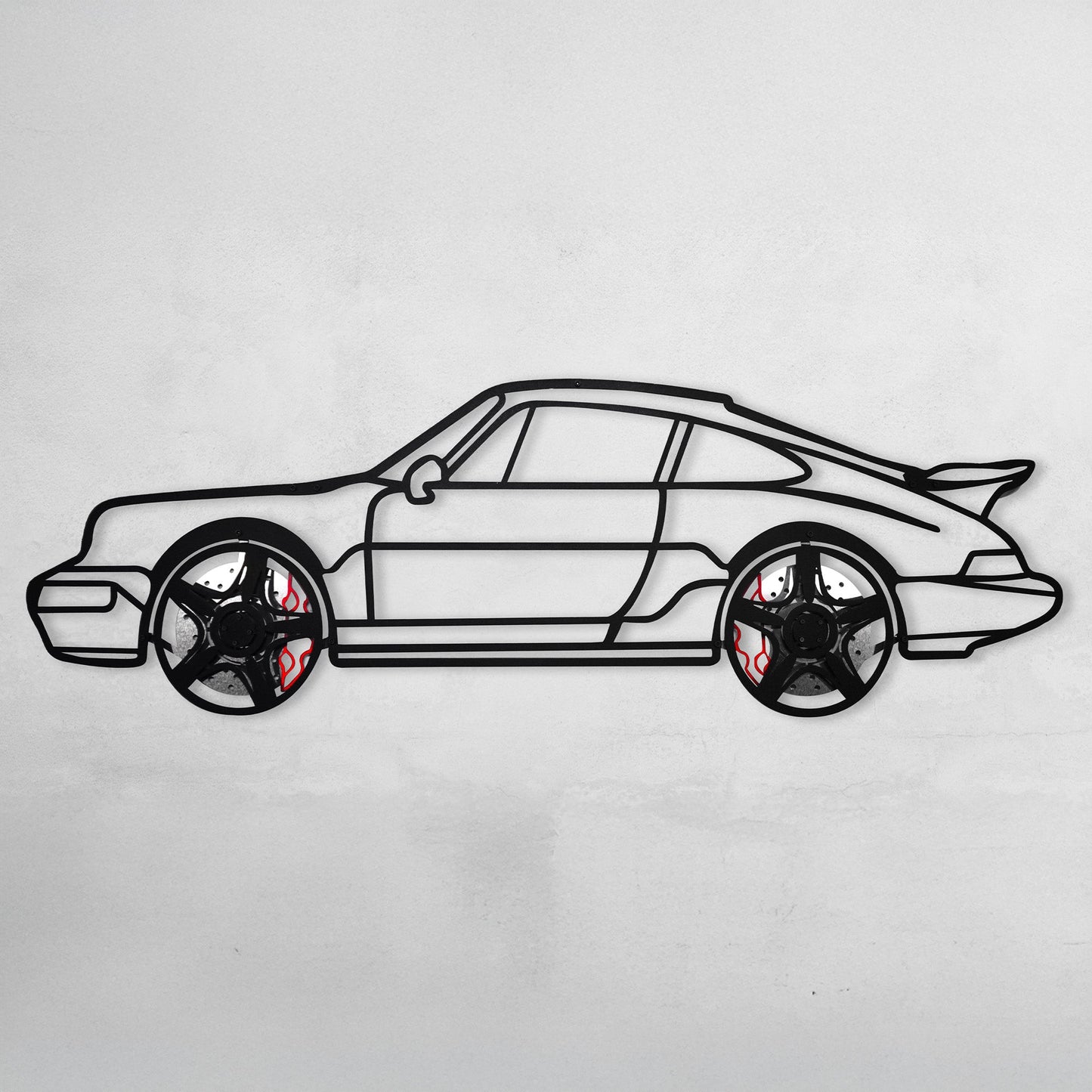 Classic Porsche 911 Wall Art – Retro Steel Silhouette with Spinning Wheels-KAFMEKA038 - Tampa Home & Garden Store