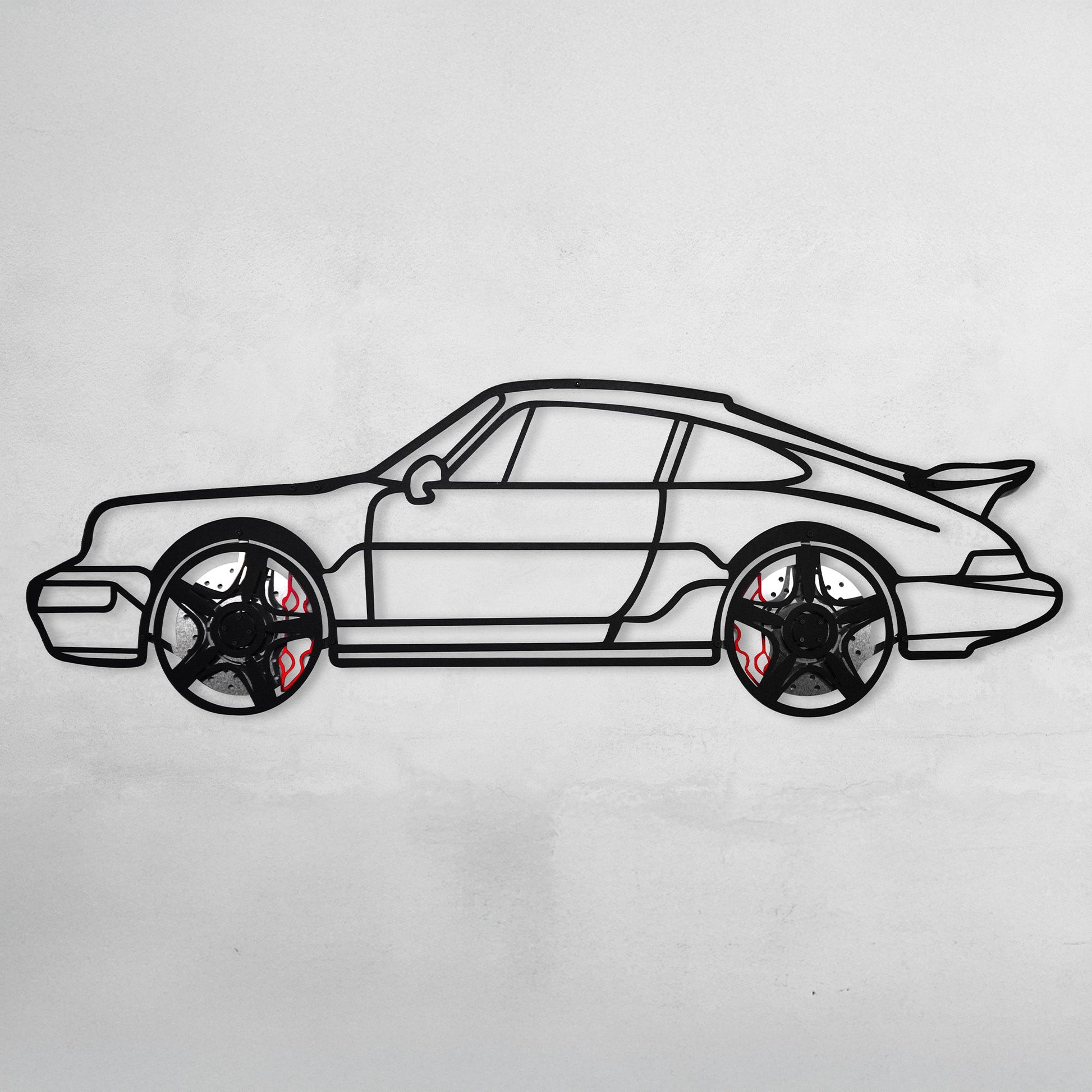 Classic Porsche 911 Wall Art – Retro Steel Silhouette with Spinning Wheels-KAFMEKA038 - Tampa Home & Garden Store