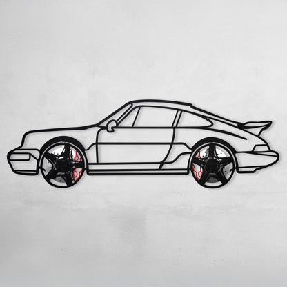 Classic Porsche 911 Wall Art – Retro Steel Silhouette with Spinning Wheels-KAFMEKA038 - Tampa Home & Garden Store