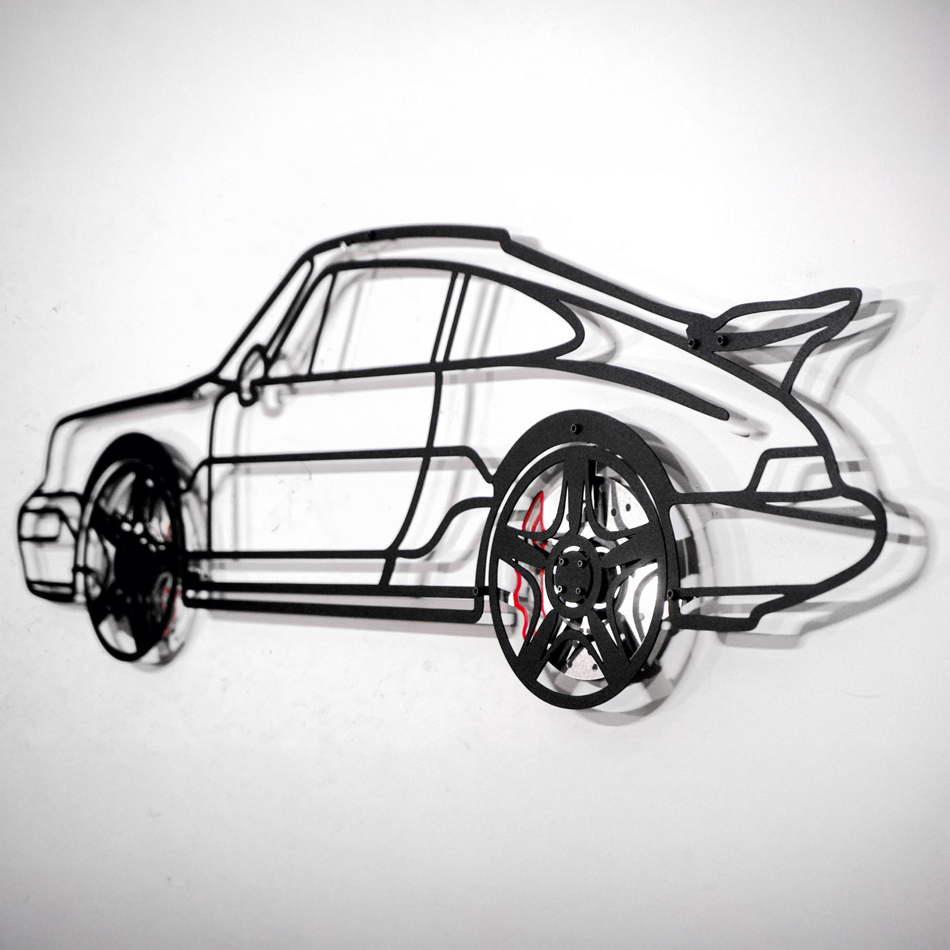 Classic Porsche 911 Wall Art – Retro Steel Silhouette with Spinning Wheels-KAFMEKA038 - Tampa Home & Garden Store