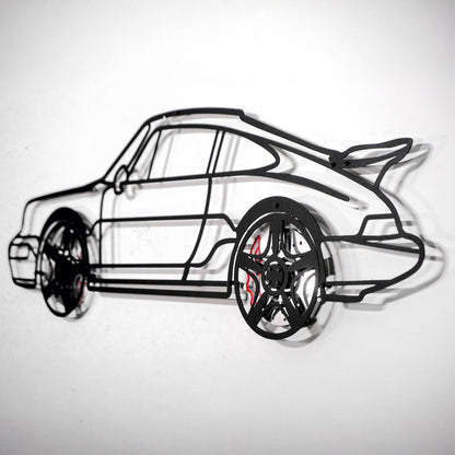 Classic Porsche 911 Wall Art – Retro Steel Silhouette with Spinning Wheels-KAFMEKA038 - Tampa Home & Garden Store