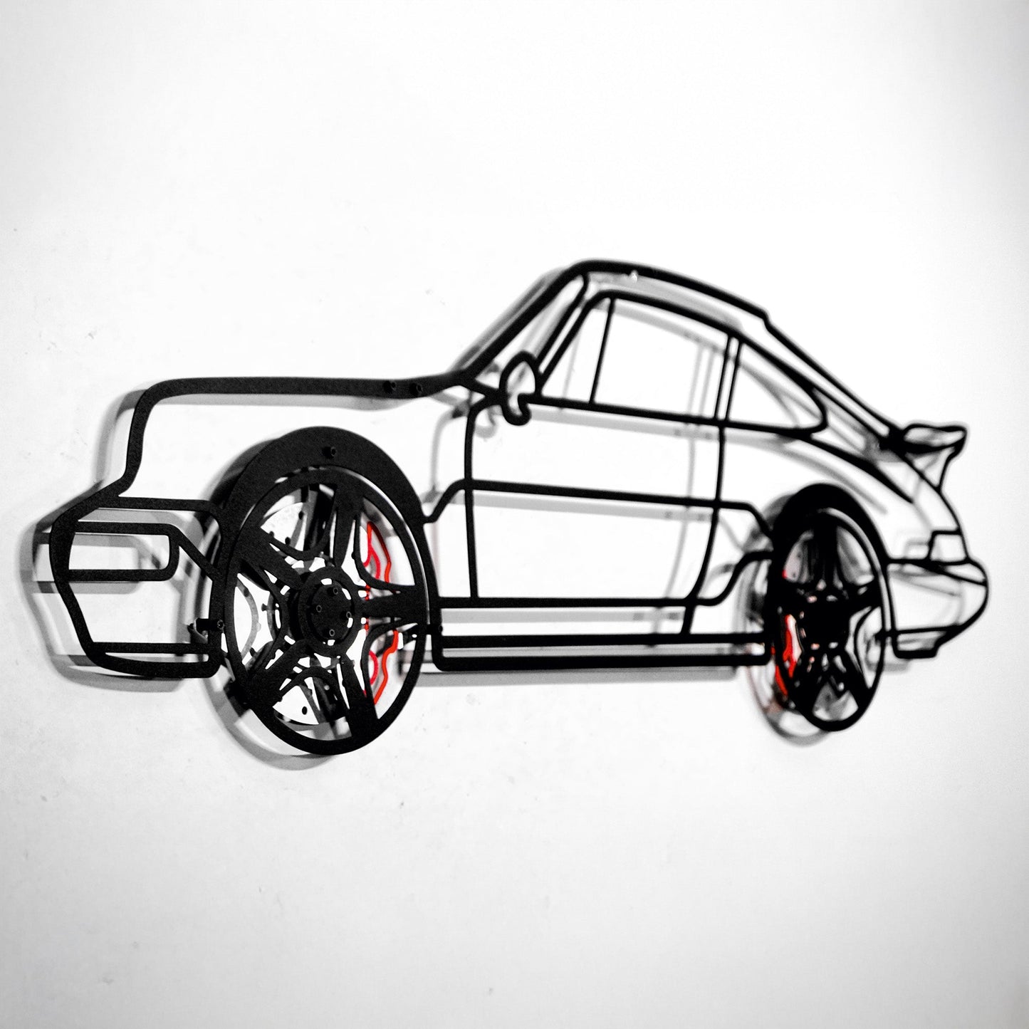 Classic Porsche 911 Wall Art – Retro Steel Silhouette with Spinning Wheels-KAFMEKA038 - Tampa Home & Garden Store