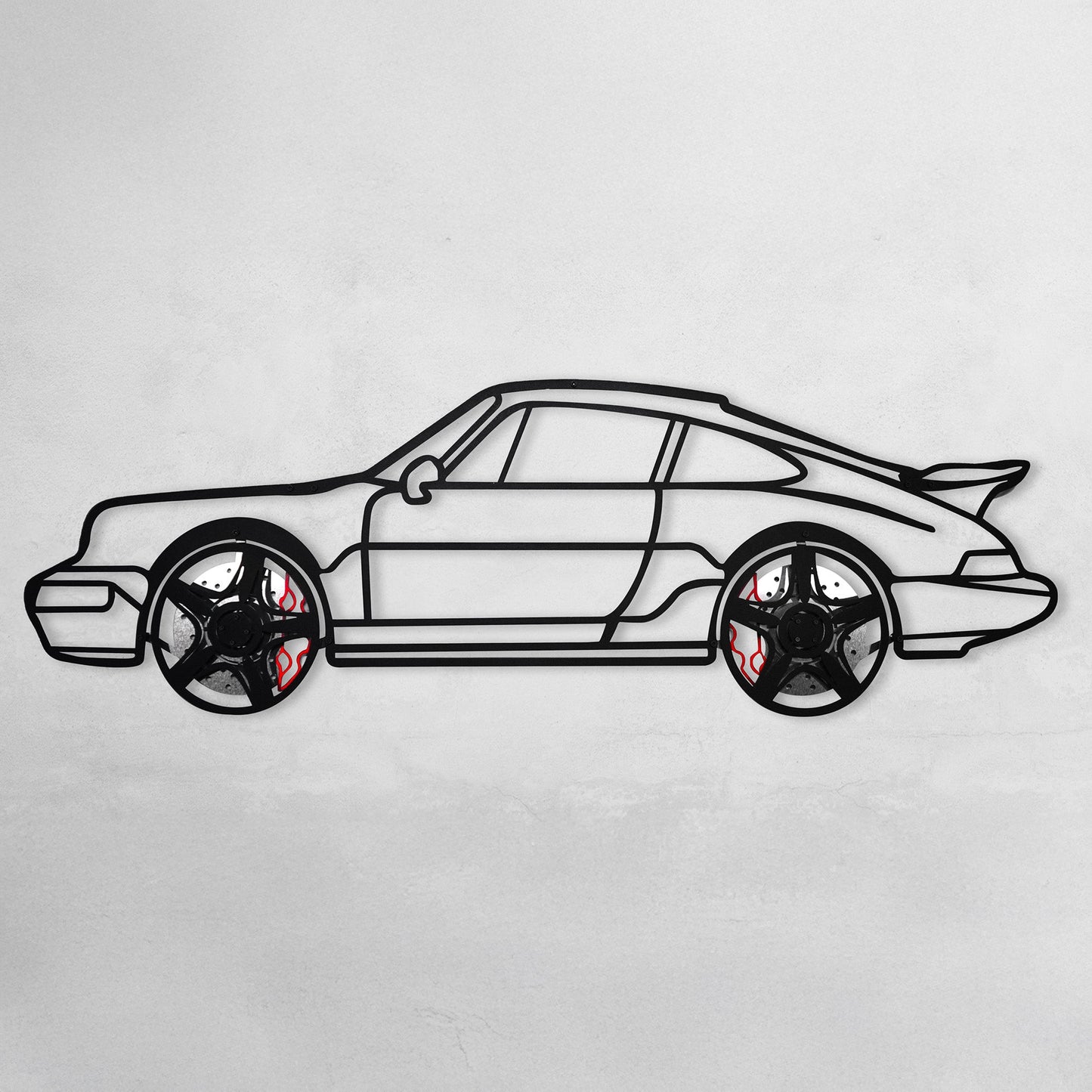 Classic Porsche 911 Wall Art – Retro Steel Silhouette with Spinning Wheels-KAFMEKA038 - Tampa Home & Garden Store