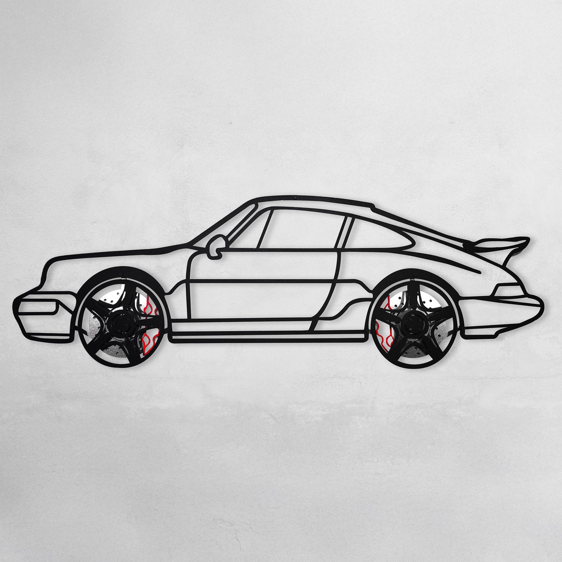 Classic Porsche 911 Wall Art – Retro Steel Silhouette with Spinning Wheels-KAFMEKA038 - Tampa Home & Garden Store